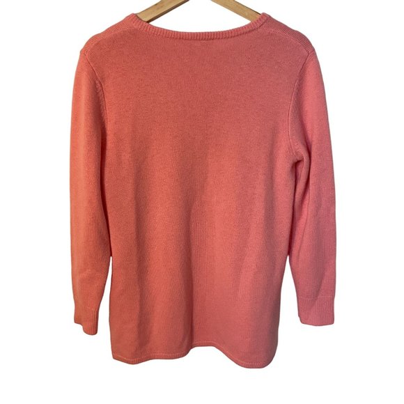 Sail To Sable Wool Sweater Women S Classic V Neck Side Vents Soft Pink - Picture 2 of 6